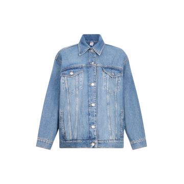 Jacheta lejera din denim cu guler ascutit