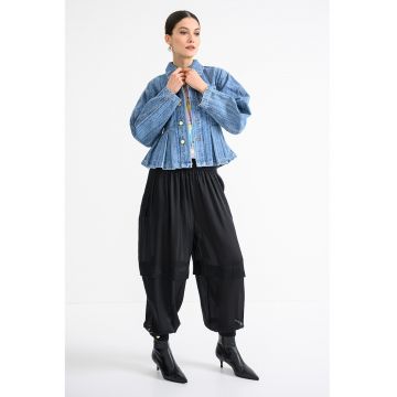 Jacheta plisse din denim