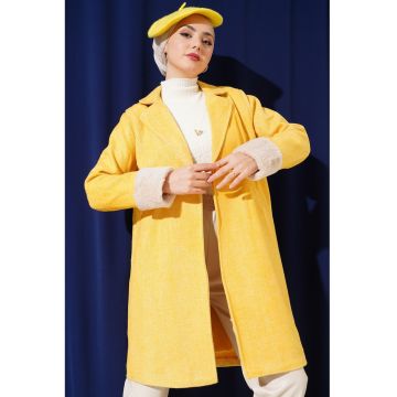 Palton  lana/acril - galben - captusit - Palton  lana/acril - galben - captusit -