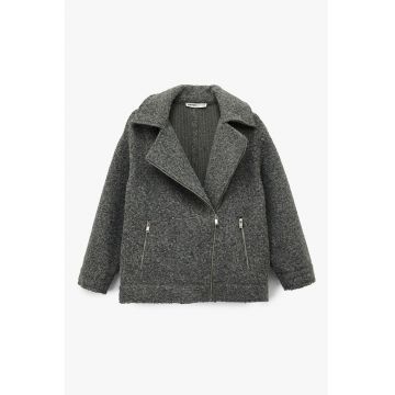 Palton regular fit cu fermoar