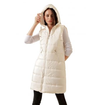 Vesta lunga dama -  Textil - Ecru -