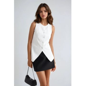 Vesta pentru dama  guler rotund - model cu dungi