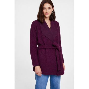 Cardigan din amestec de lana cu un cordon in talie Cardigan din amestec de lana cu un cordon in talie