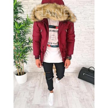 Geaca barbati groasa imblanita grena CU MIC DEFECT  DEF9576 Q1-4