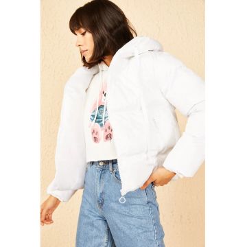 Geaca cu gluga -  captusit - alb bumbac/lycra Geaca cu gluga -  captusit - alb bumbac/lycra