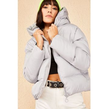 Geaca cu gluga -  captusita - gri deschis - bumbac/lycra Geaca cu gluga -  captusita - gri deschis - bumbac/lycra