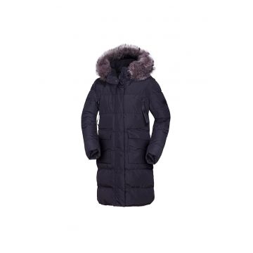 Geaca lunga cu garnitura de blana sintetica Haanna