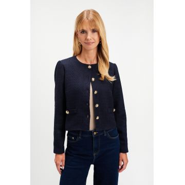 Jacheta cu imprimeu si maneci trei sferturi Jacheta cu imprimeu si maneci trei sferturi