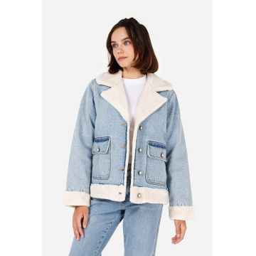 Jacheta de denim cu margini pufoase Jacheta de denim cu margini pufoase