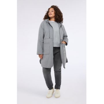 Oltre - Palton din amestec de lana cu gluga si fermoar