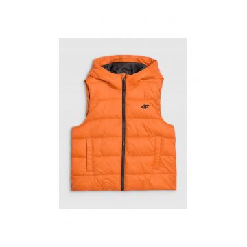 Vesta copii  poliester - portocalie - cu gluga