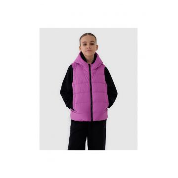 Vesta copii  poliester - violet - umplutura sintetica - cu gluga