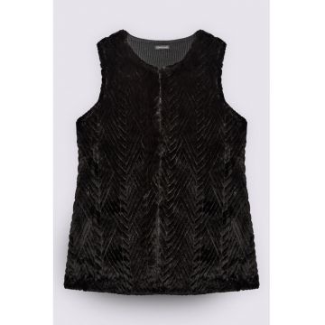 Vesta din blana sintetica cu decolteu rptund