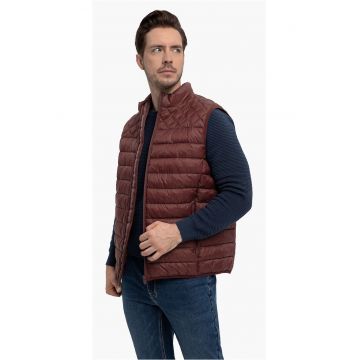 Vesta matlasata cu guler inalt  V-Mer - barbati - bordo