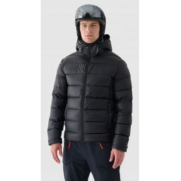 Geaca de Schi Barbati  Negru Intense cu Puf Natural - Gluga Detasabila si Tesatura Rip-Stop Rezistenta (90/10 Puf/Pene)