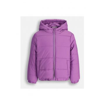 Geaca de tranzitie copii  violet - poliester - cu gluga