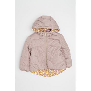 Geaca reversibila cu gluga si model floral