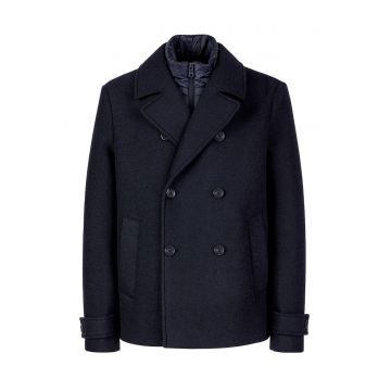 Haina scurta 2in1 din amestec de lana Claudio - Bleumarin