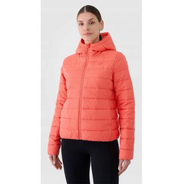 Jacheta de puf  pentru femei - rosie - umplutura sintetica reciclata - design usor - gluga integrata - slim fit - sezon primavara-vara