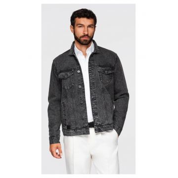 Jacheta din denim cu buzunare frontale