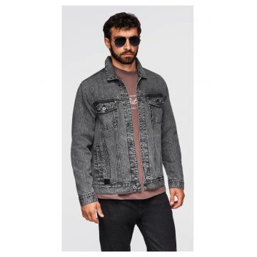 Jacheta din denim cu buzunare frontale