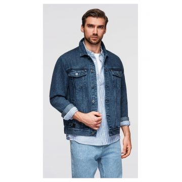 Jacheta din denim cu buzunare frontale