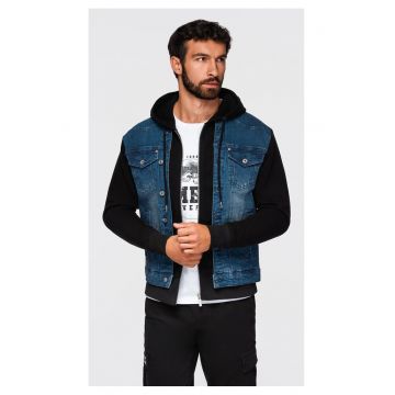 Jacheta din denim cu gluga