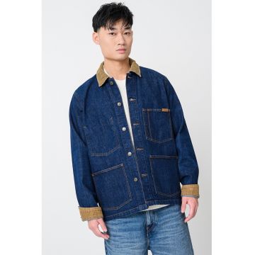 Jacheta din denim cu guler din reiat