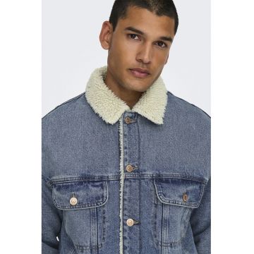 Jacheta din denim cu nasturi