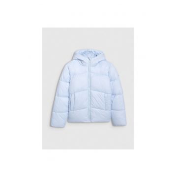 Jacheta Puf Sintetic Hidrofoba Copii  Albastru 134 - Izolatie 4FWarm & Gluga Fixa - Stil Sport Urban