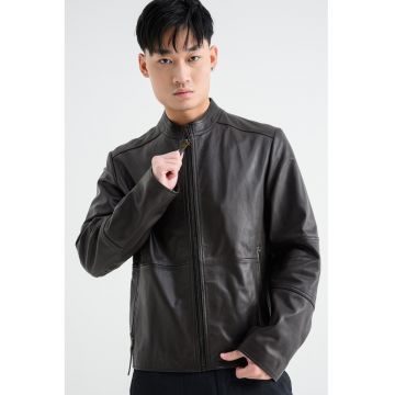 Jacheta slim fit de piele Lokis