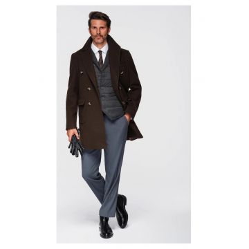 Palton cu doua randuri de nasturi si nasturi decorativi  OM-COWC-0137