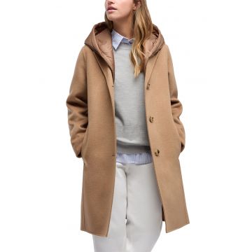 Palton din amestec de lana cu gluga Rawelle