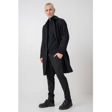 Palton din amestec de lana cu guler clasic