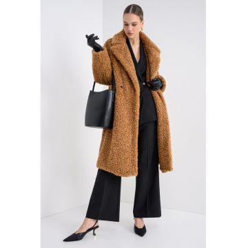 Palton lung boucle supradimensionat