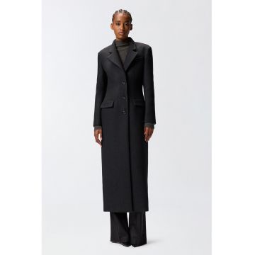 Palton lung din amestec de lana cu nasturi