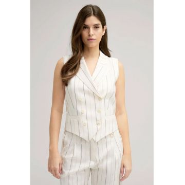 Vestă cu imprimeu în dungi și închidere la două rânduri de nasturi