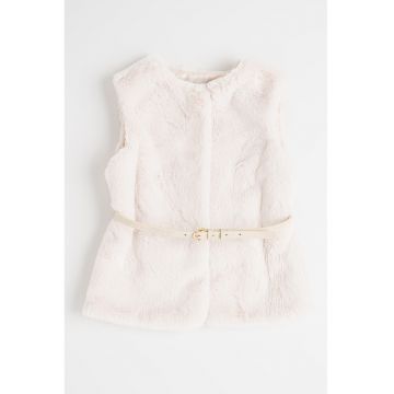 Vesta de blana sintetica cu o curea