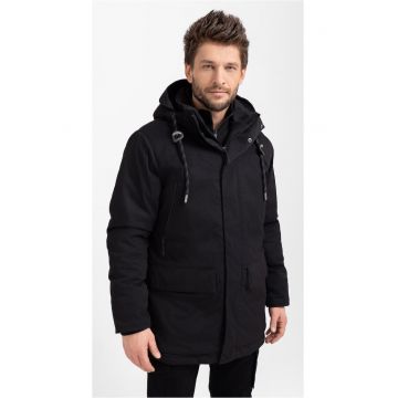 Geaca de iarna cu gluga detasabila cu snur - barbati -  J-Durst - Neagra