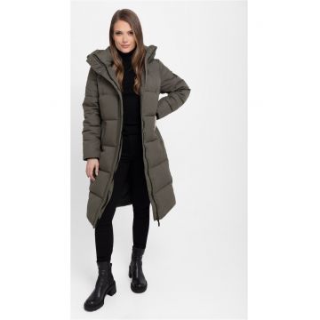 Geacă de iarnă matlasată cu glugă -  maro