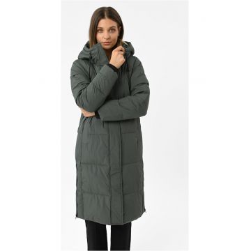 Geaca de iarna matlasata lunga - cu gluga - dreapta - dama -  J-Diuna - kaki