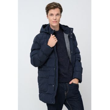 Geaca lunga cu finisaj rezistent la apa si gluga Leitan