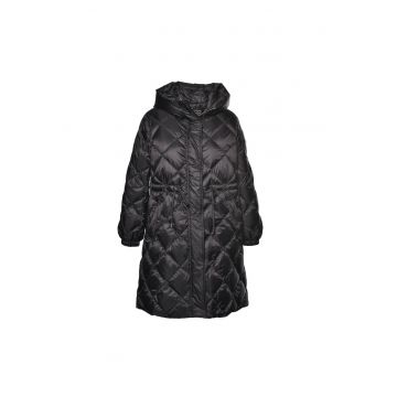 Geaca lunga cu umplutura de puf si talie ajustabila