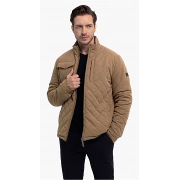 Geaca matlasata casual - barbati - guler ridicat - buzunare -  J-Stony - Bej