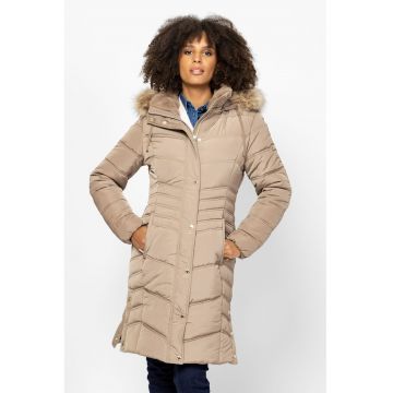 Geaca matlasata cu gluga si blana sintetica