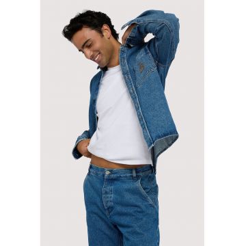 Jacheta-camasa din denim cu buzunar pe piept