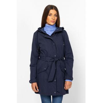 Jacheta cu gluga si cordon in talie