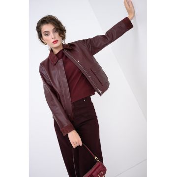 Jacheta de piele cu buzunare