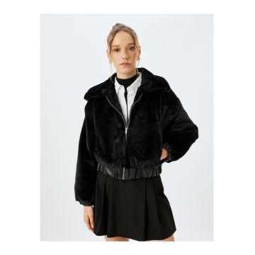 Jacheta din blana sintetica cu fermoar