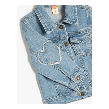 Jacheta din denim cu buzunare cu clapa